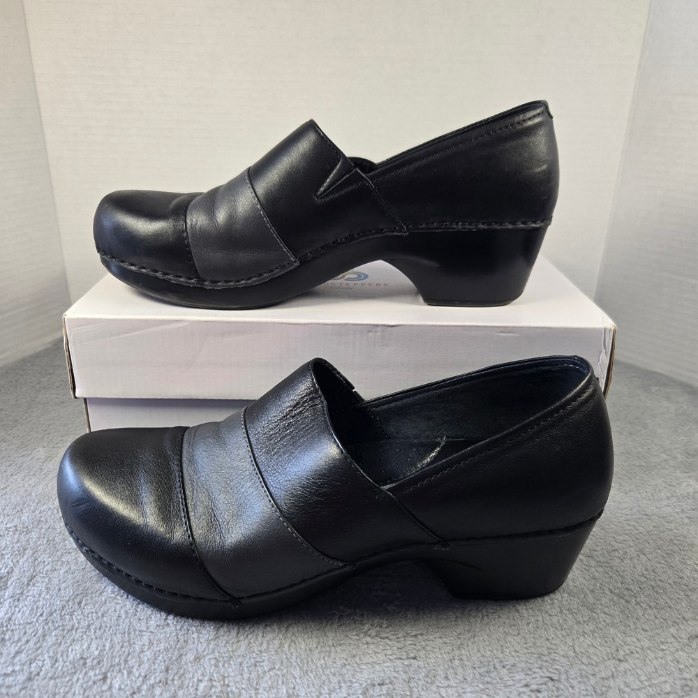 Dansko Black Leather Slip On Clogs Block Heel Shoes Womens Size 41 4806020294